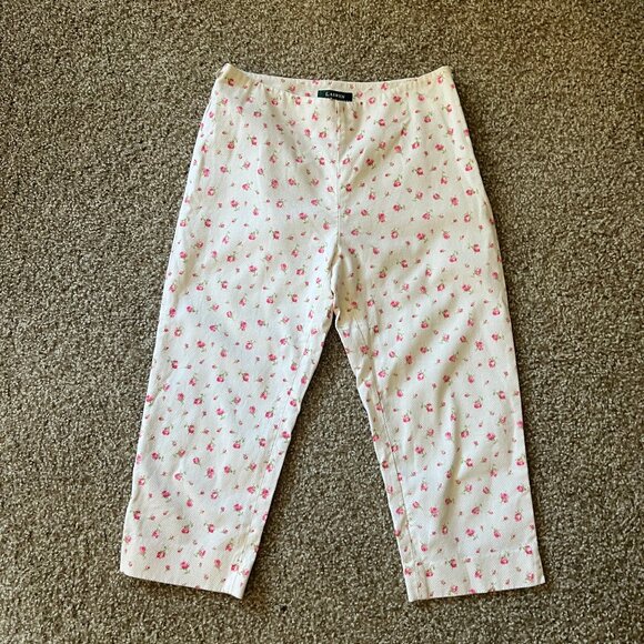 Ralph Lauren Rosebud Pedal Pushers in White and Pink Size 6P - Picture 1 of 10